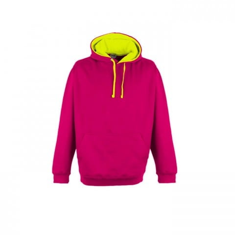 Bluzy - Bluza z kapturem Superbright - Just Hoods JH013 - Hot Pink/Electric Yellow - RAVEN - koszulki reklamowe z nadrukiem, odzież reklamowa i gastronomiczna