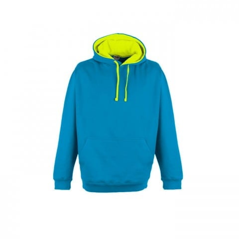 Bluzy - Bluza z kapturem Superbright - Just Hoods JH013 - Sapphire Blue/Electric Yellow - RAVEN - koszulki reklamowe z nadrukiem, odzież reklamowa i gastronomiczna