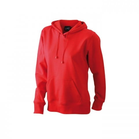 Bluzy - Damska bluza bez zamka Hooded Jacket - James & Nicholson JN051 - Red - RAVEN - koszulki reklamowe z nadrukiem, odzież reklamowa i gastronomiczna