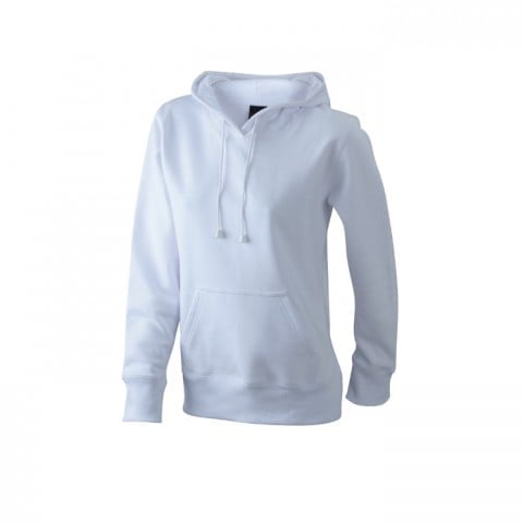 Bluzy - Damska bluza bez zamka Hooded Jacket - James & Nicholson JN051 - White - RAVEN - koszulki reklamowe z nadrukiem, odzież reklamowa i gastronomiczna