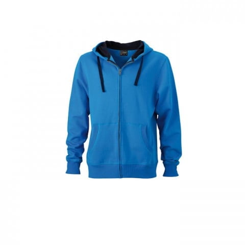 Bluzy - Męska bluza Hooded Jacket - James & Nicholson JN595 - Cobalt - RAVEN - koszulki reklamowe z nadrukiem, odzież reklamowa i gastronomiczna