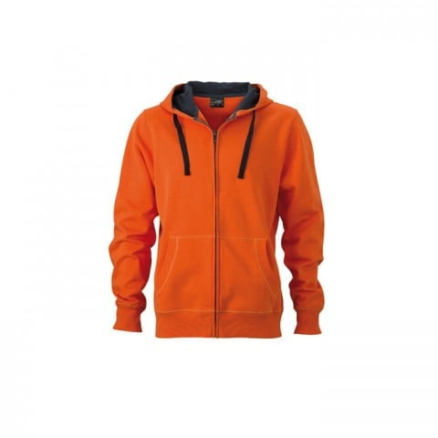 Bluzy - Męska bluza Hooded Jacket - James & Nicholson JN595 - Dark Orange - RAVEN - koszulki reklamowe z nadrukiem, odzież reklamowa i gastronomiczna