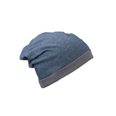 Czapki zimowe i akcesoria - Czapka letnia Heather Beanie - Myrtle Beach MB6577 - Blue Melange/Dark Grey - RAVEN - koszulki reklamowe z nadrukiem, odzież reklamowa i gastronomiczna