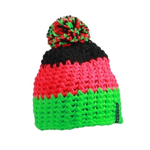 Czapki zimowe i akcesoria - Czapka zimowa Crocheted - Myrtle Beach MB7940 - Neon Green/Neon Pink/Black - RAVEN - koszulki reklamowe z nadrukiem, odzież reklamowa i gastronomiczna