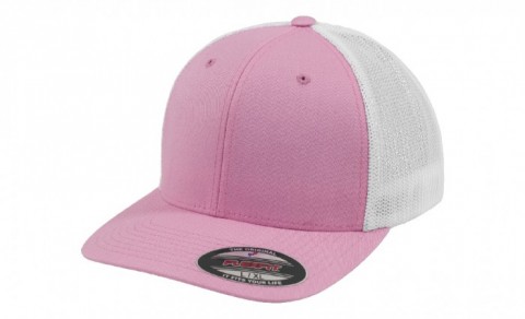 Czapki z daszkiem - Czapka dwukolorowa Trucker Mesh - Flexfit 6511T - Pink/White - RAVEN - koszulki reklamowe z nadrukiem, odzież reklamowa i gastronomiczna