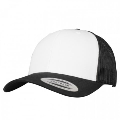 czarno-biała czapka retro trucker flexfit