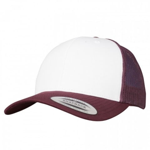 burgundowo-biała czapka retro trucker flexfit