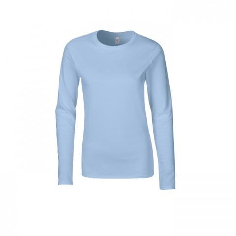 Koszulki T-Shirt - Damski Longsleeve Zoom Softstyle® - Gildan 64400L - Light Blue - RAVEN - koszulki reklamowe z nadrukiem, odzież reklamowa i gastronomiczna