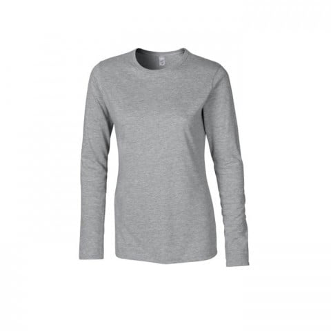 Koszulki T-Shirt - Damski Longsleeve Zoom Softstyle® - Gildan 64400L - Sport Grey (Heather) - RAVEN - koszulki reklamowe z nadrukiem, odzież reklamowa i gastronomiczna