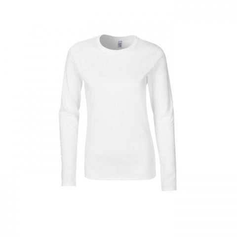 Koszulki T-Shirt - Damski Longsleeve Zoom Softstyle® - Gildan 64400L - White - RAVEN - koszulki reklamowe z nadrukiem, odzież reklamowa i gastronomiczna