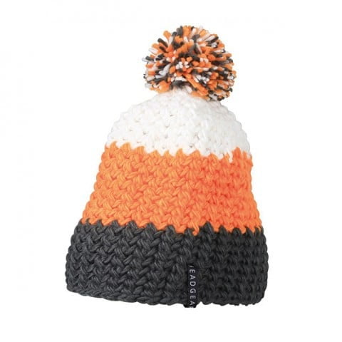 Czapki zimowe i akcesoria - Czapka zimowa Crocheted - Myrtle Beach MB7940 - Carbon/Orange/White - RAVEN - koszulki reklamowe z nadrukiem, odzież reklamowa i gastronomiczna