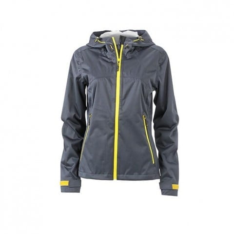 Softshell - Damska kurtka softshell Outdoor - James&Nicholson JN1097 - Iron Grey/Yellow - RAVEN - koszulki reklamowe z nadrukiem, odzież reklamowa i gastronomiczna