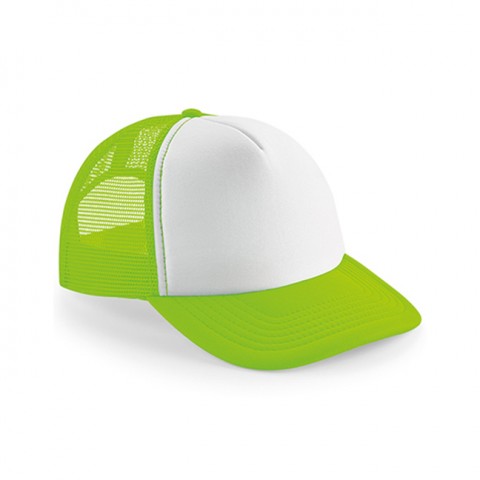 Czapki z daszkiem - Czapka Trucker Snapback Vintage - Beechfield B645 - Fluorescent Green/White - RAVEN - koszulki reklamowe z nadrukiem, odzież reklamowa i gastronomiczna