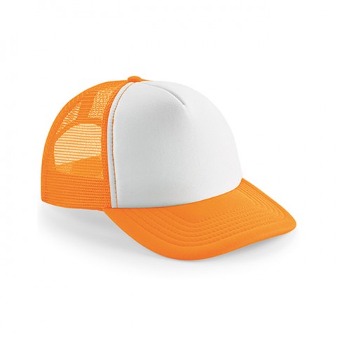 Czapki z daszkiem - Czapka Trucker Snapback Vintage - Beechfield B645 - Fluorescent Orange/White - RAVEN - koszulki reklamowe z nadrukiem, odzież reklamowa i gastronomiczna