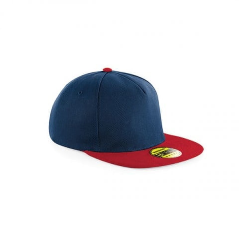 granatowo-czerwony snapback beechfield z haftem