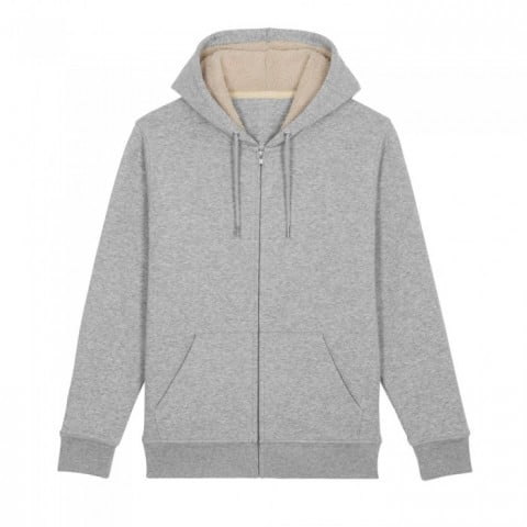 Bluzy - Bluza Unisex z Kapturem Warmer Sherpa - STSU715 - Heather Grey - RAVEN - koszulki reklamowe z nadrukiem, odzież reklamowa i gastronomiczna