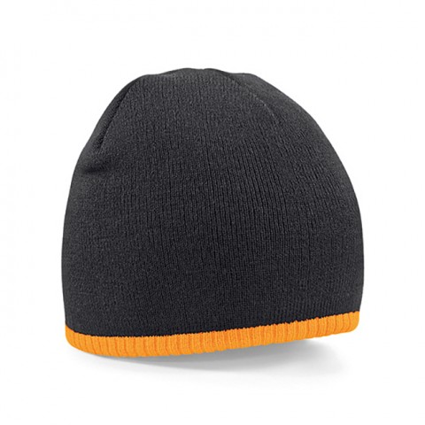 Czapki zimowe i akcesoria - Kontrastowa czapka beanie - Beechfield B44C - Black/Fluorescent Orange - RAVEN - koszulki reklamowe z nadrukiem, odzież reklamowa i gastronomiczna