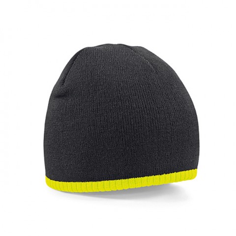 Czapki zimowe i akcesoria - Kontrastowa czapka beanie - Beechfield B44C - Black/Fluorescent Yellow - RAVEN - koszulki reklamowe z nadrukiem, odzież reklamowa i gastronomiczna