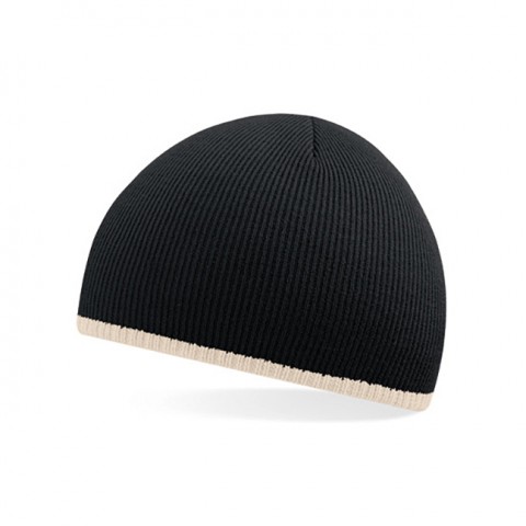 Czapki zimowe i akcesoria - Kontrastowa czapka beanie - Beechfield B44C - Black/Stone - RAVEN - koszulki reklamowe z nadrukiem, odzież reklamowa i gastronomiczna