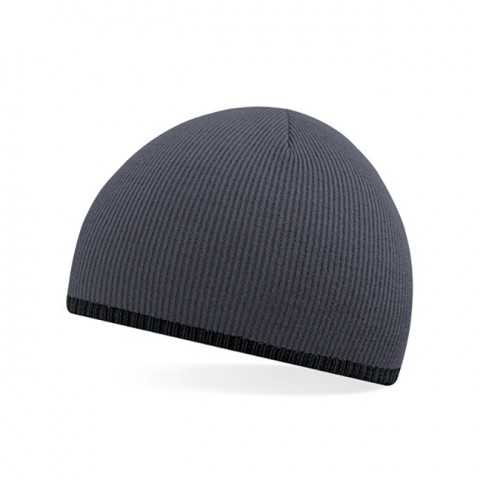 Czapki zimowe i akcesoria - Kontrastowa czapka beanie - Beechfield B44C - Graphite Grey/Black - RAVEN - koszulki reklamowe z nadrukiem, odzież reklamowa i gastronomiczna