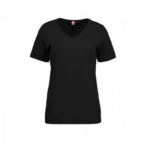 Koszulki T-Shirt - Damska koszulka z interlocku V-Neck - ID Identity 0506 - Black - RAVEN - koszulki reklamowe z nadrukiem, odzież reklamowa i gastronomiczna