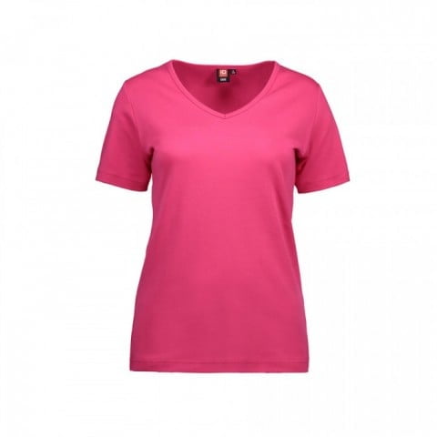 Koszulki T-Shirt - Damska koszulka z interlocku V-Neck - ID Identity 0506 - Pink - RAVEN - koszulki reklamowe z nadrukiem, odzież reklamowa i gastronomiczna