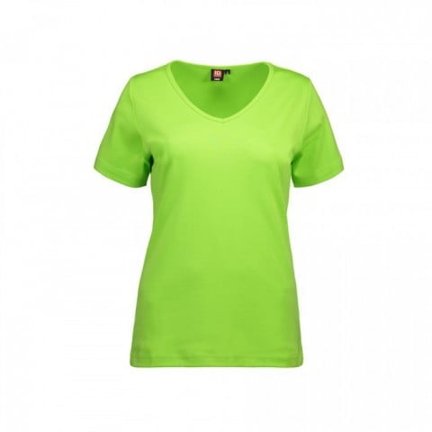 Koszulki T-Shirt - Damska koszulka z interlocku V-Neck - ID Identity 0506 - Lime - RAVEN - koszulki reklamowe z nadrukiem, odzież reklamowa i gastronomiczna