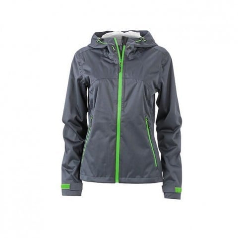 Softshell - Damska kurtka softshell Outdoor - James&Nicholson JN1097 - Iron Grey/Green - RAVEN - koszulki reklamowe z nadrukiem, odzież reklamowa i gastronomiczna