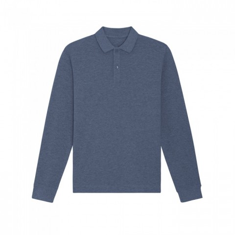 Koszulki Polo - Koszulka polo z długim rękawem unisex Prepster Longsleeve - STPU332 - Dark Heather Blue - RAVEN - koszulki reklamowe z nadrukiem, odzież reklamowa i gastronomiczna